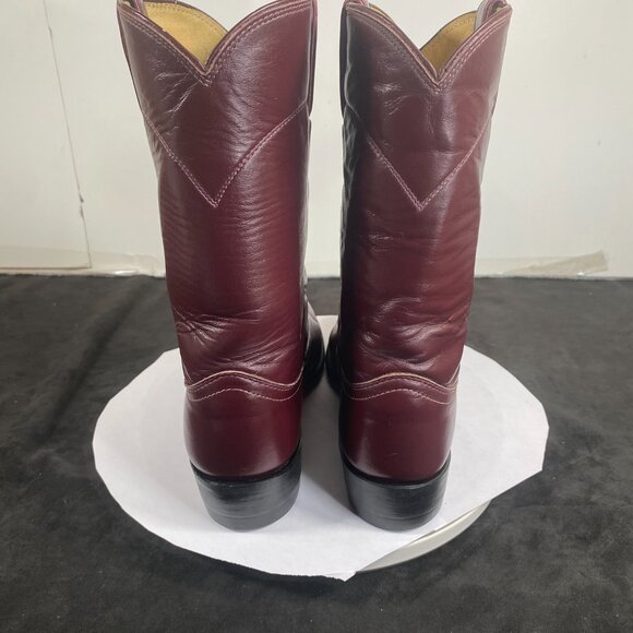 Women's 6B Vintage Justin Burgundy Roper, Mid-Calf Cowboy Boots, Made in the USA - Picture 7 of 9